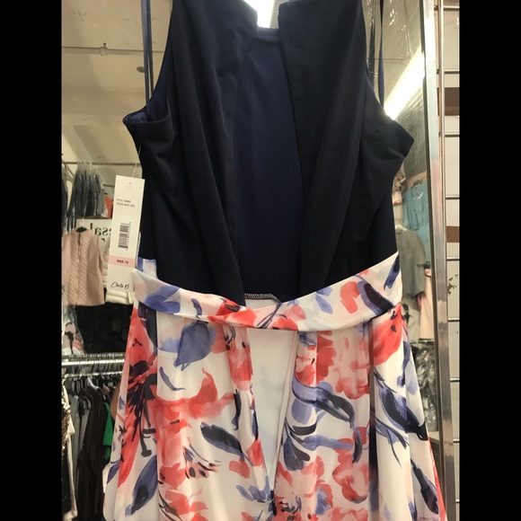 Chetta B dress long Mixed Media Maxi,navy/red.NWT - Picture 7 of 11